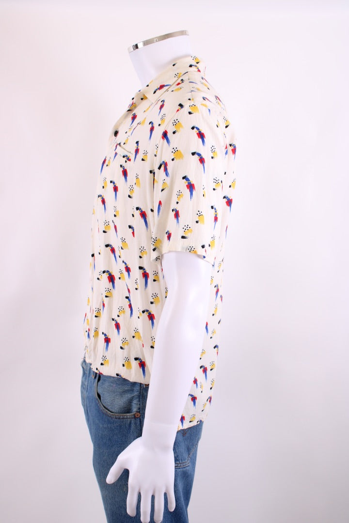 Saint Laurent S/S Print Shirt White/ Blue M