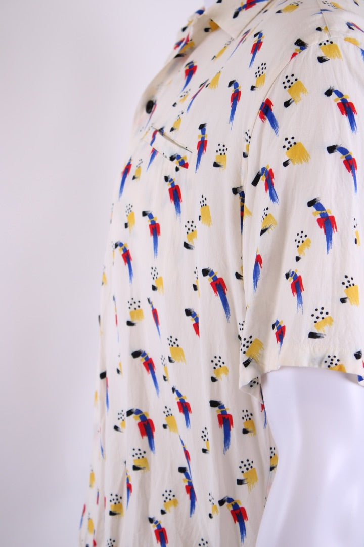 Saint Laurent S/S Print Shirt White/ Blue M