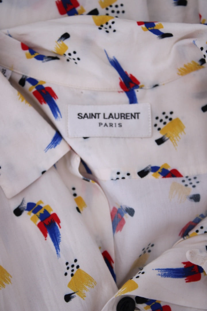 Saint Laurent S/S Print Shirt White/ Blue M