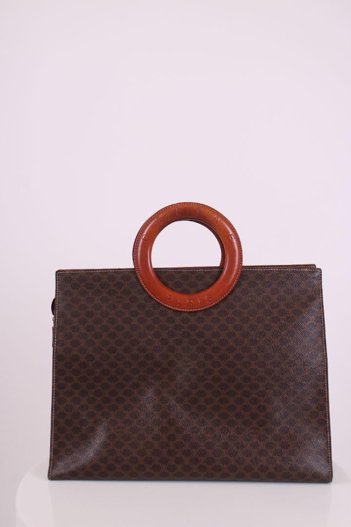Celine Macadam Top Handle Tote Brown