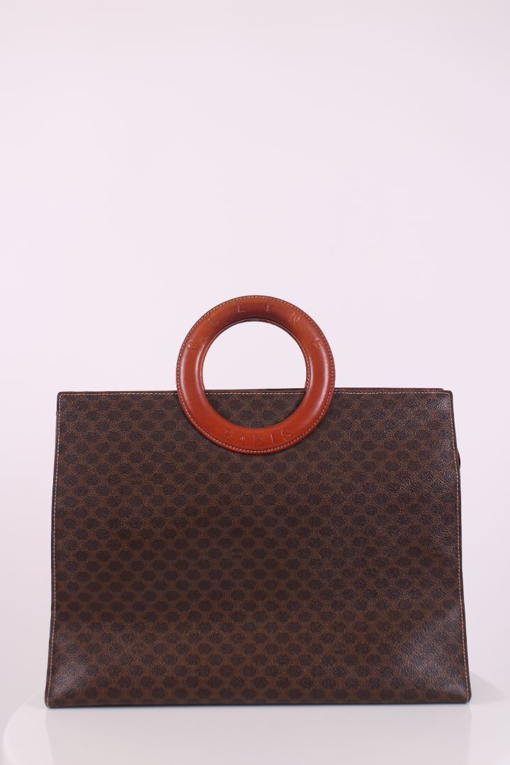 Celine Macadam Top Handle Tote Brown