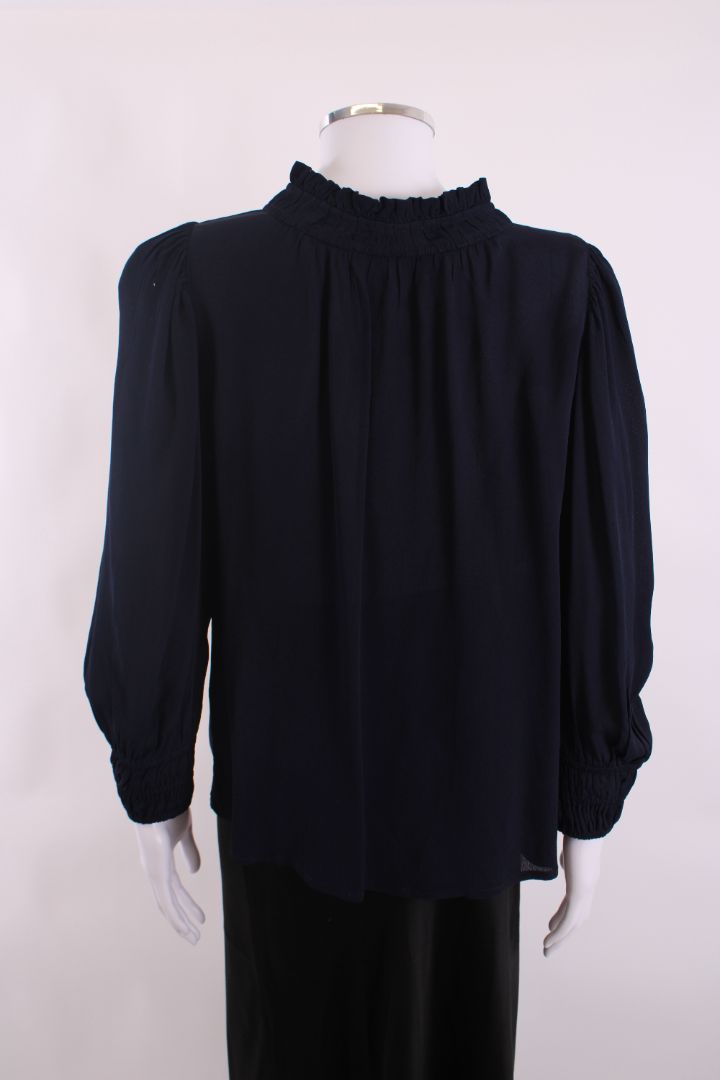 WYSE L/S Embroidered Blouse Navy 10