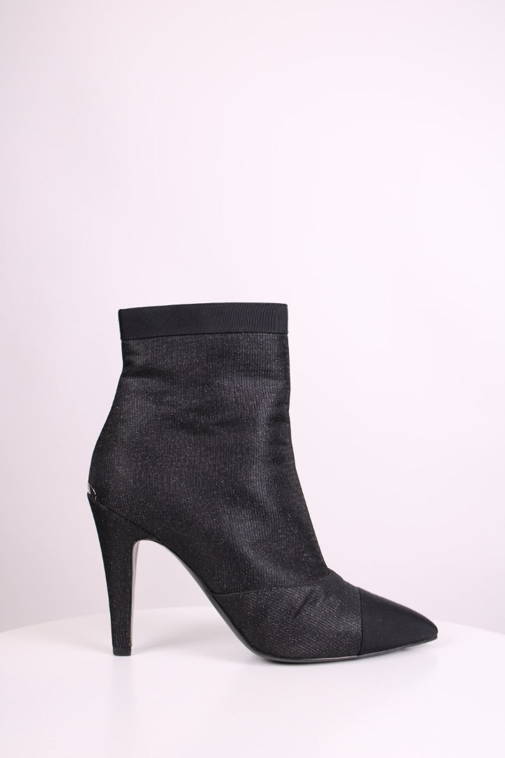 Chanel Shimmer Ankle Boots Black 39