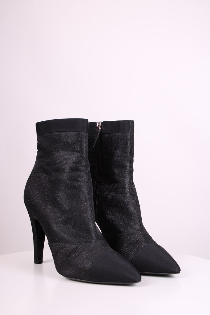 Chanel Shimmer Ankle Boots Black 39