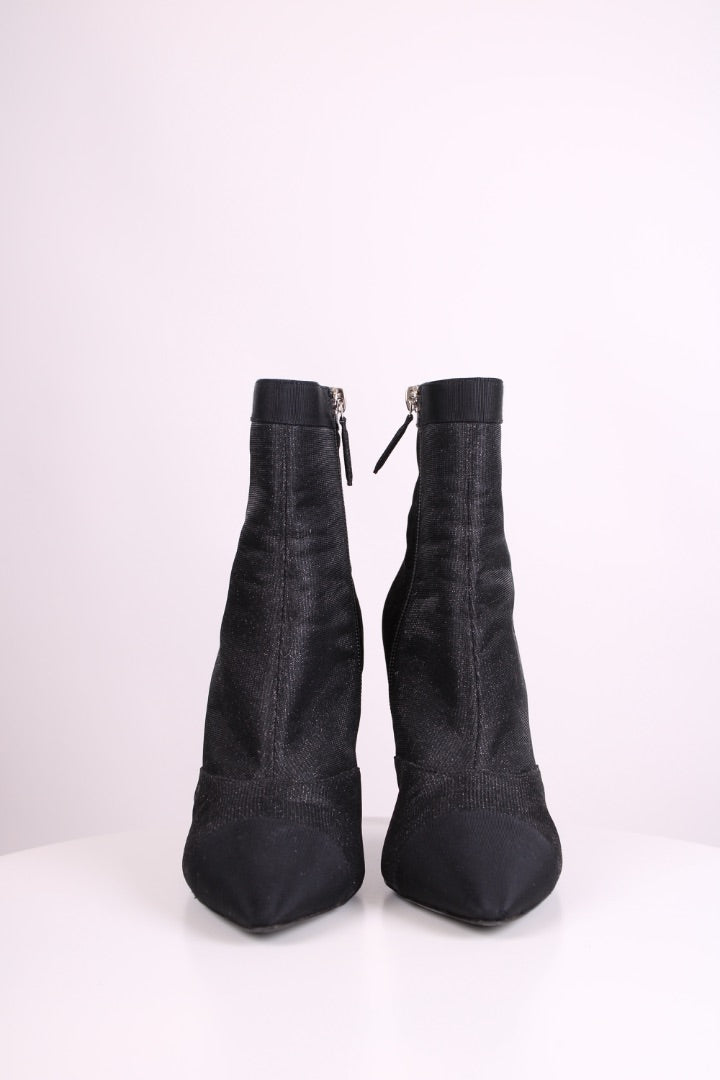 Chanel Shimmer Ankle Boots Black 39