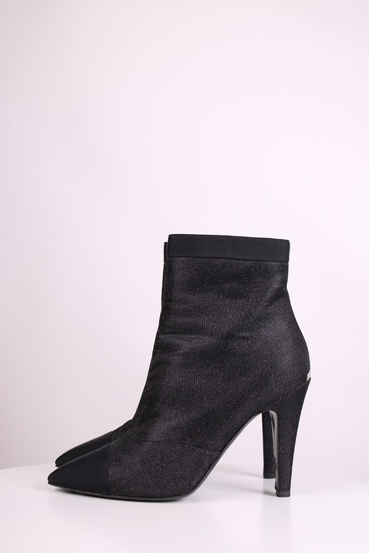 Chanel Shimmer Ankle Boots Black 39