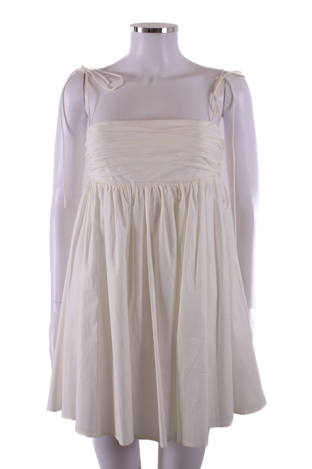 Reformation S/S Bow Tie Ruched Mini Dress White 8
