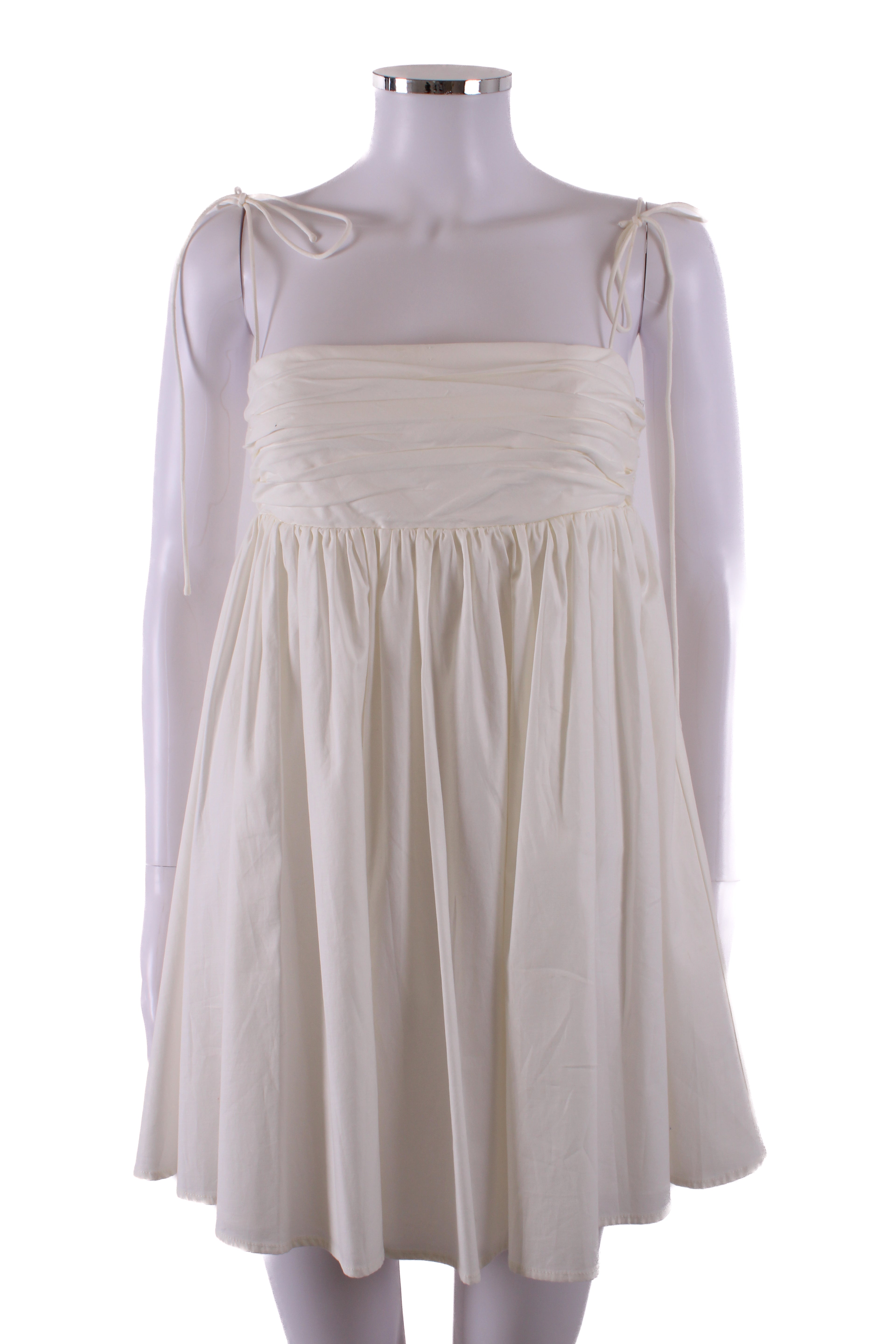 Reformation S/S Bow Tie Ruched Mini Dress White 8
