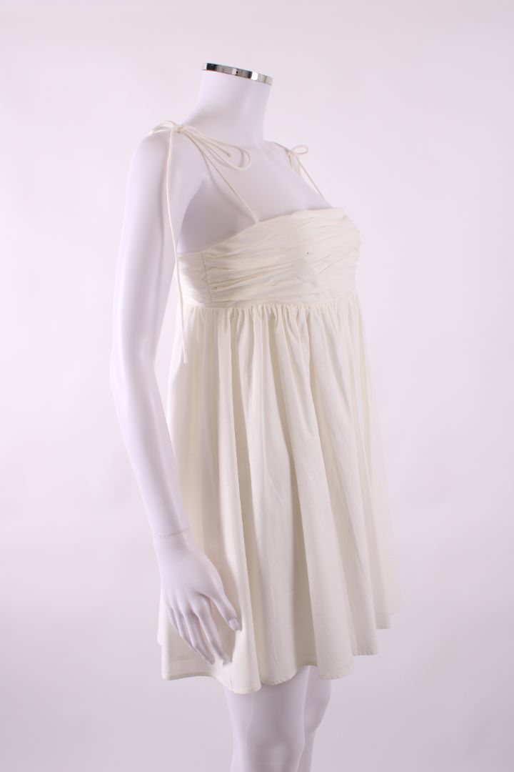 Reformation S/S Bow Tie Ruched Mini Dress White 8