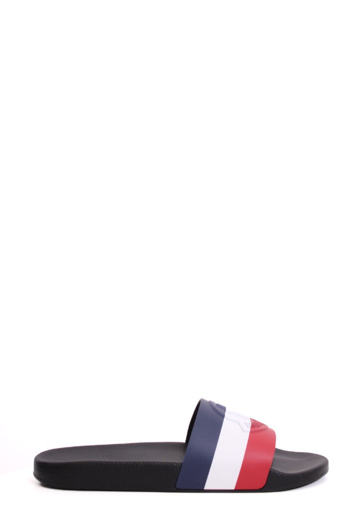 Moncler Basile Stripe Rubber Sliders Red/White/Blue 46