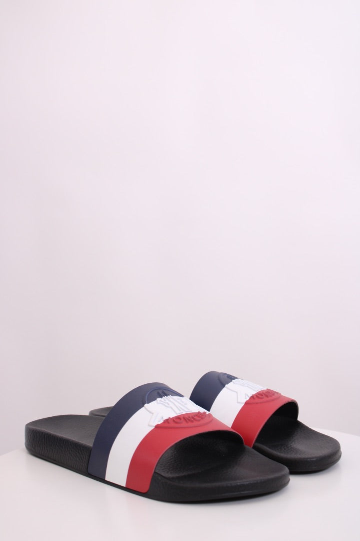 Moncler Basile Stripe Rubber Sliders Red/White/Blue 46