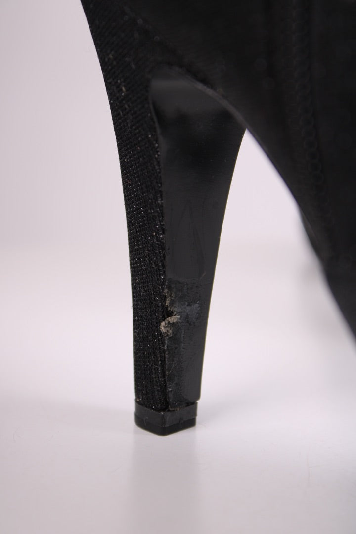 Chanel Shimmer Ankle Boots Black 39