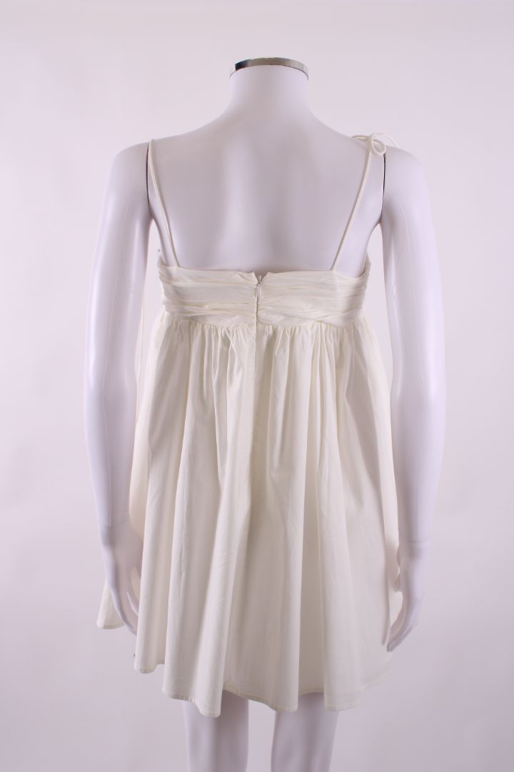 Reformation S/S Bow Tie Ruched Mini Dress White 8