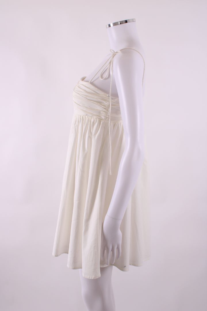 Reformation S/S Bow Tie Ruched Mini Dress White 8