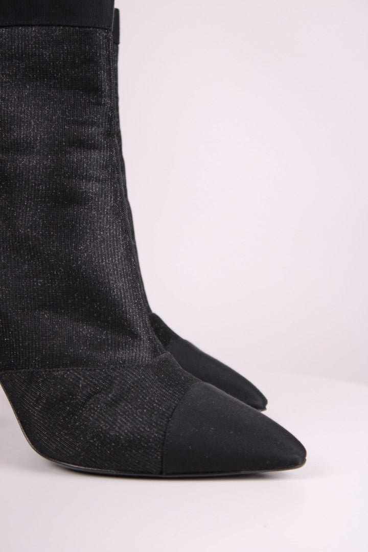 Chanel Shimmer Ankle Boots Black 39