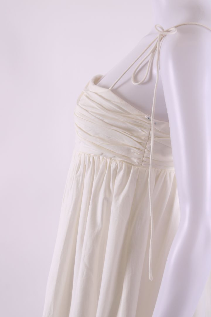 Reformation S/S Bow Tie Ruched Mini Dress White 8