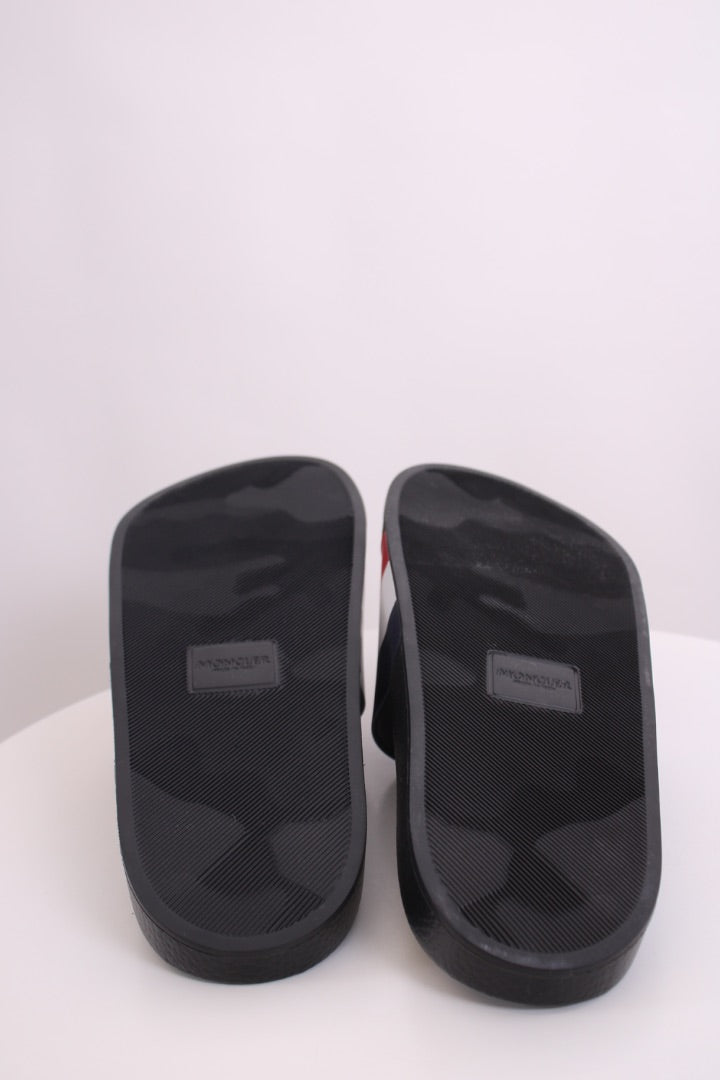 Moncler Basile Stripe Rubber Sliders Red/White/Blue 46