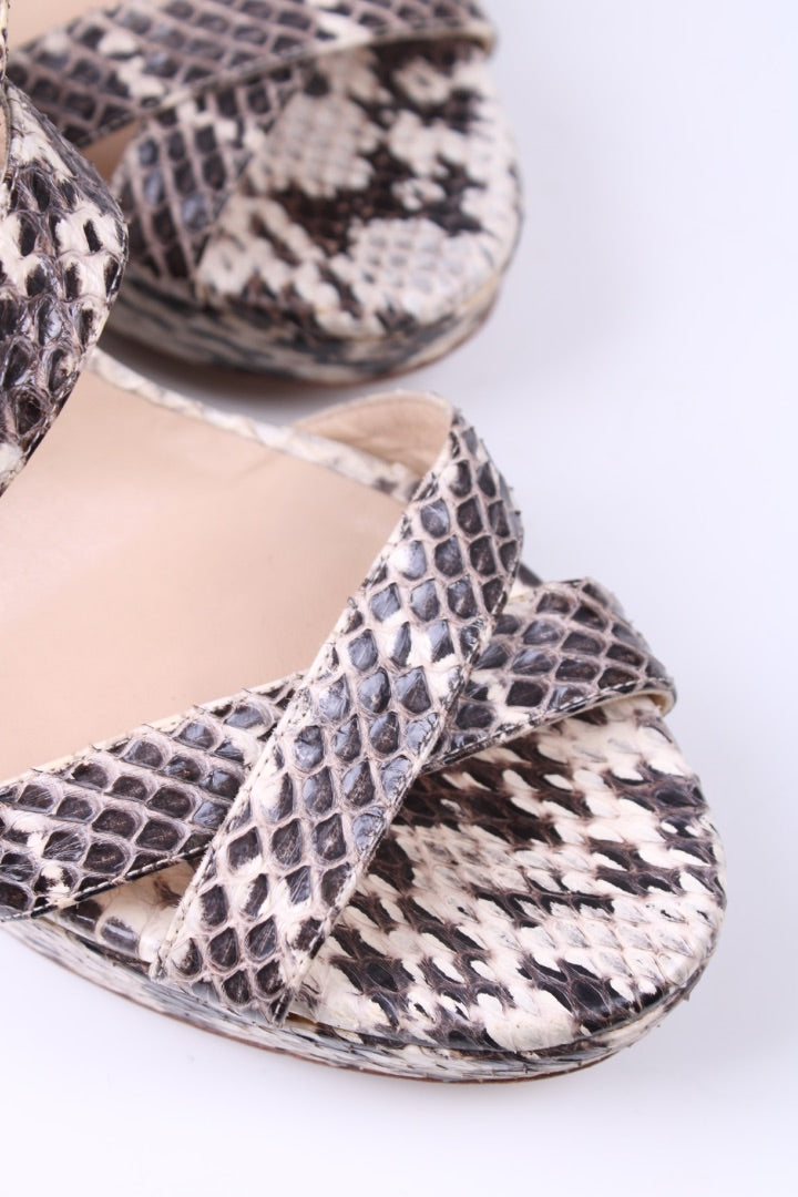 Jimmy Choo Python cross strap Wedges Grey/cream 39
