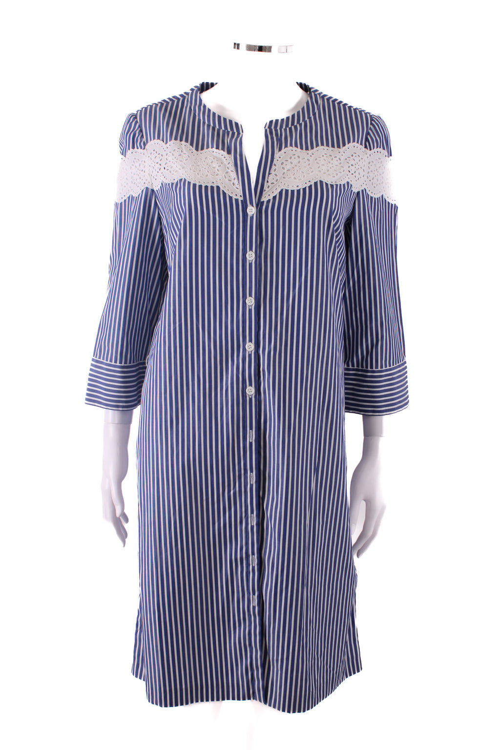 Gerard Darel L/S Stripe Shirt Dress White/ Blue M