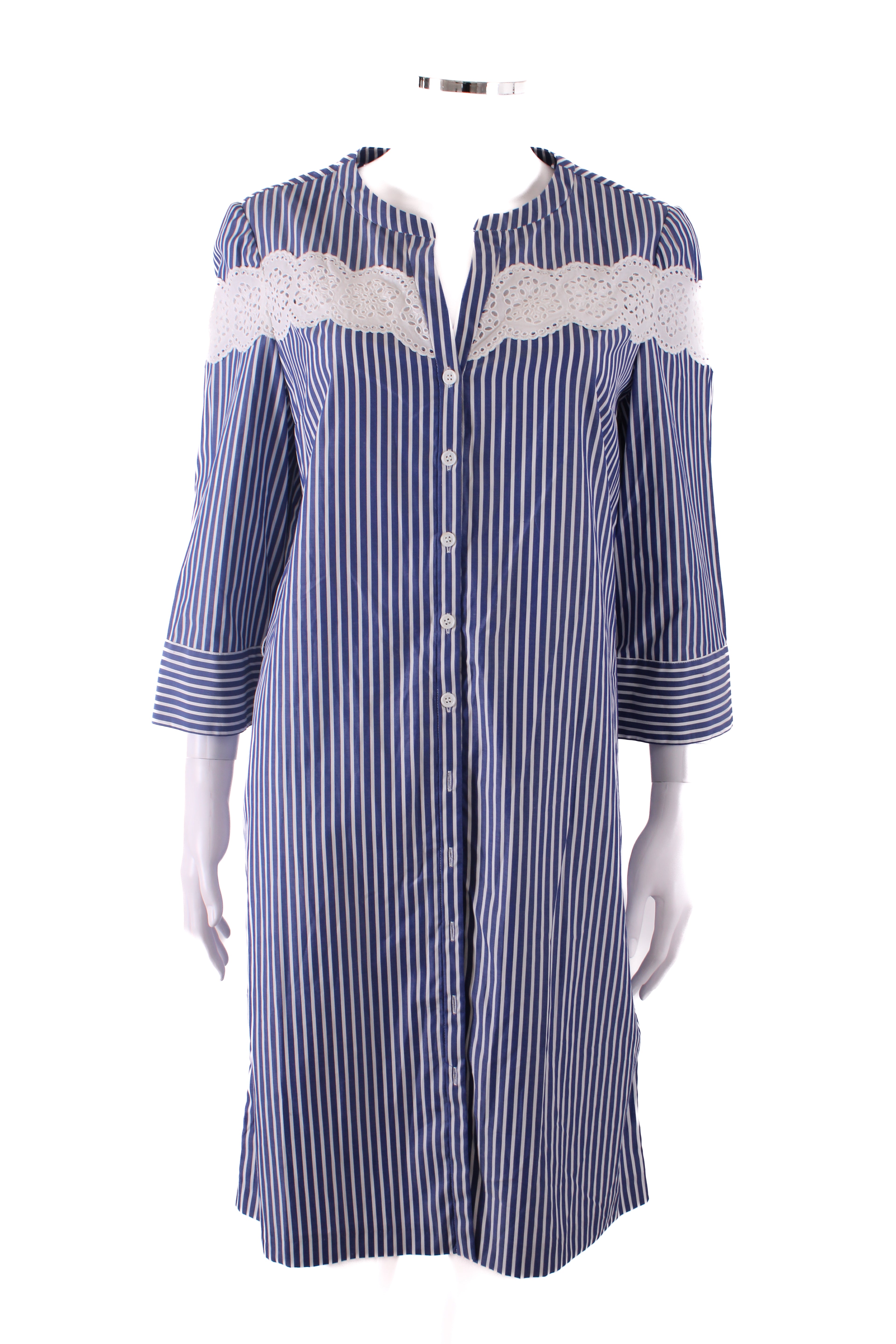 Gerard Darel L/S Stripe Shirt Dress White/ Blue M