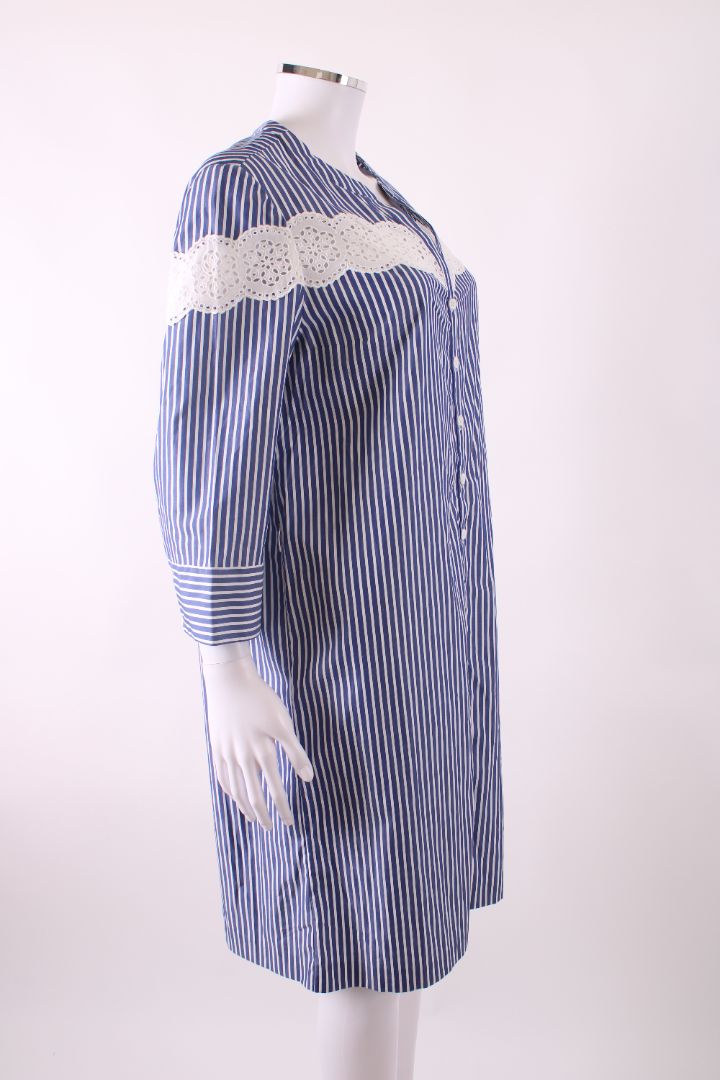 Gerard Darel L/S Stripe Shirt Dress White/ Blue M