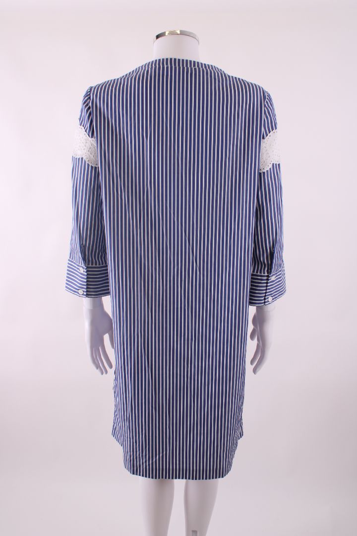 Gerard Darel L/S Stripe Shirt Dress White/ Blue M