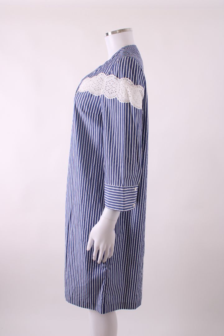 Gerard Darel L/S Stripe Shirt Dress White/ Blue M