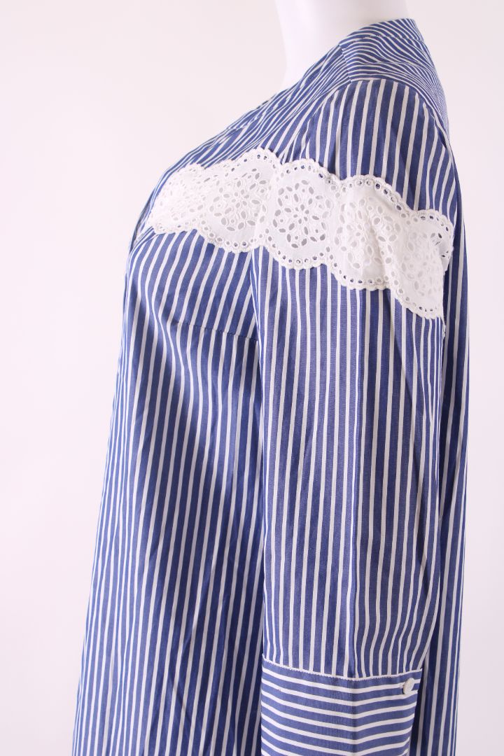 Gerard Darel L/S Stripe Shirt Dress White/ Blue M