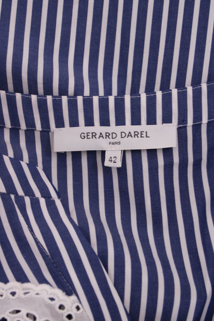 Gerard Darel L/S Stripe Shirt Dress White/ Blue M