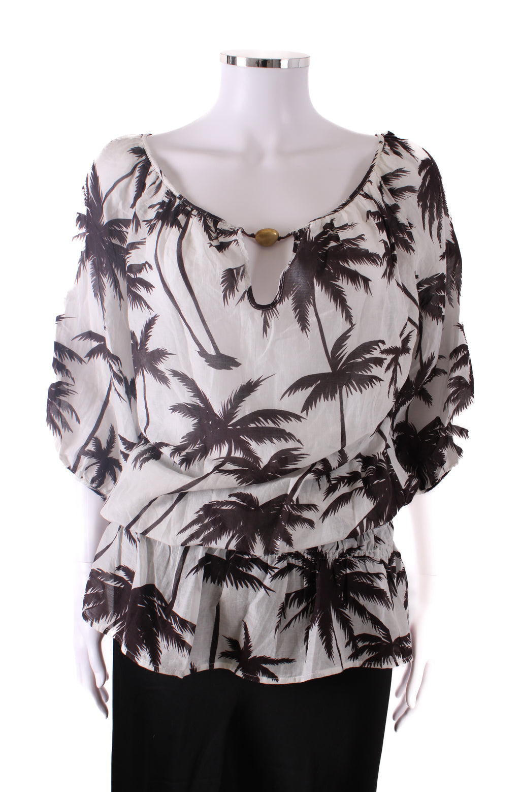 Heidi Klein Palm Tree Kimono Top White/ Brown S
