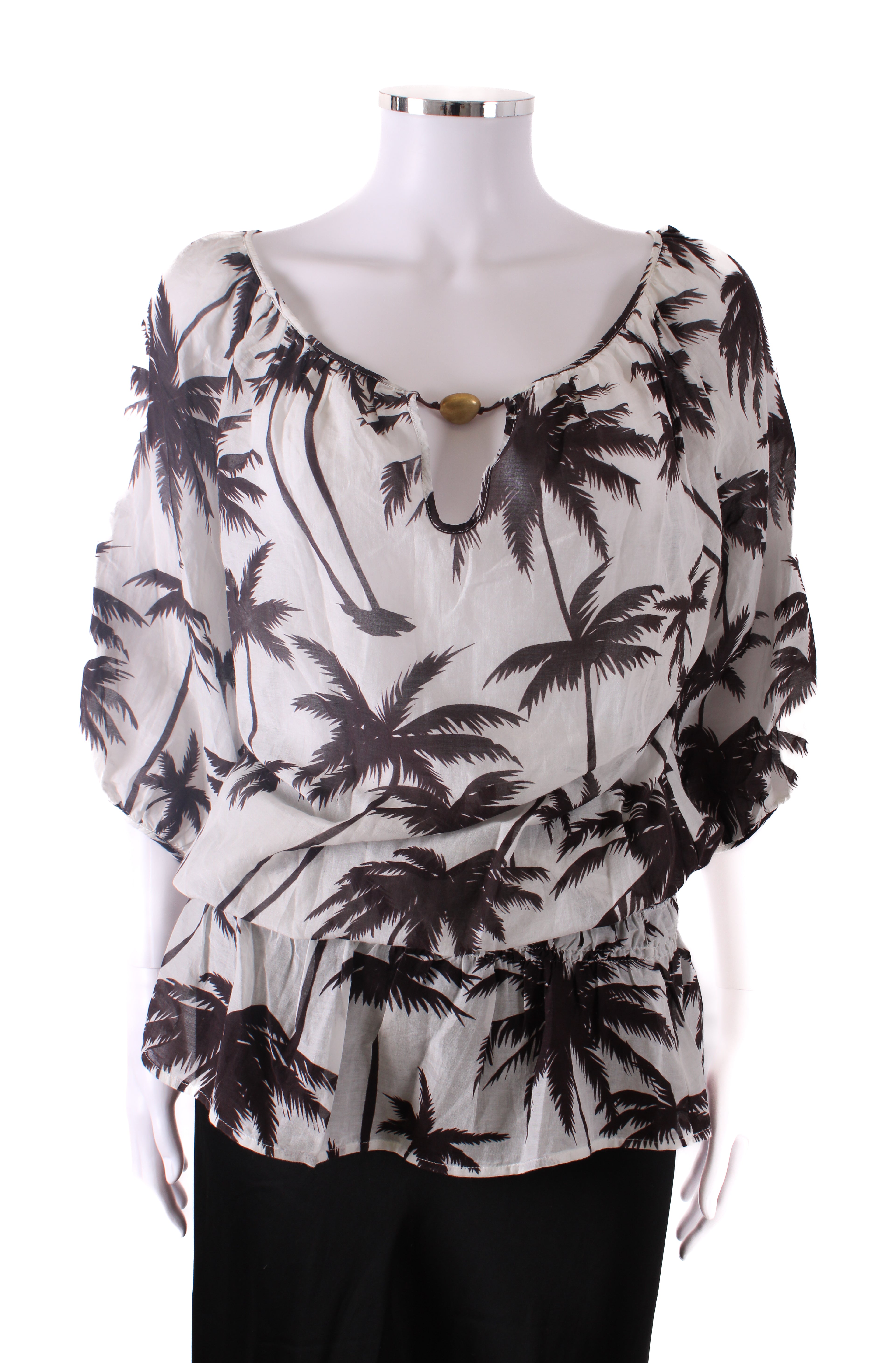 Heidi Klein Palm Tree Kimono Top White/ Brown S