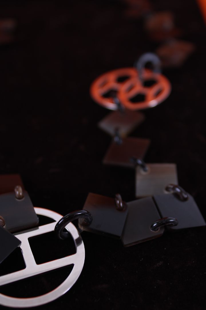 Hermes Horn Necklace Brown/ Silver