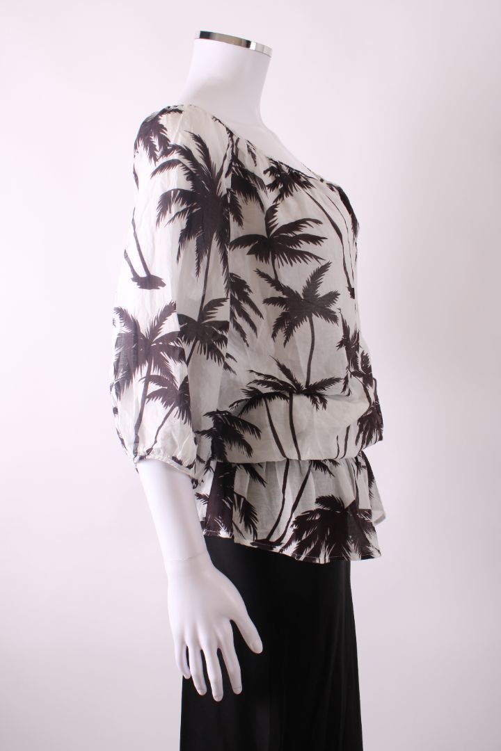 Heidi Klein Palm Tree Kimono Top White/ Brown S