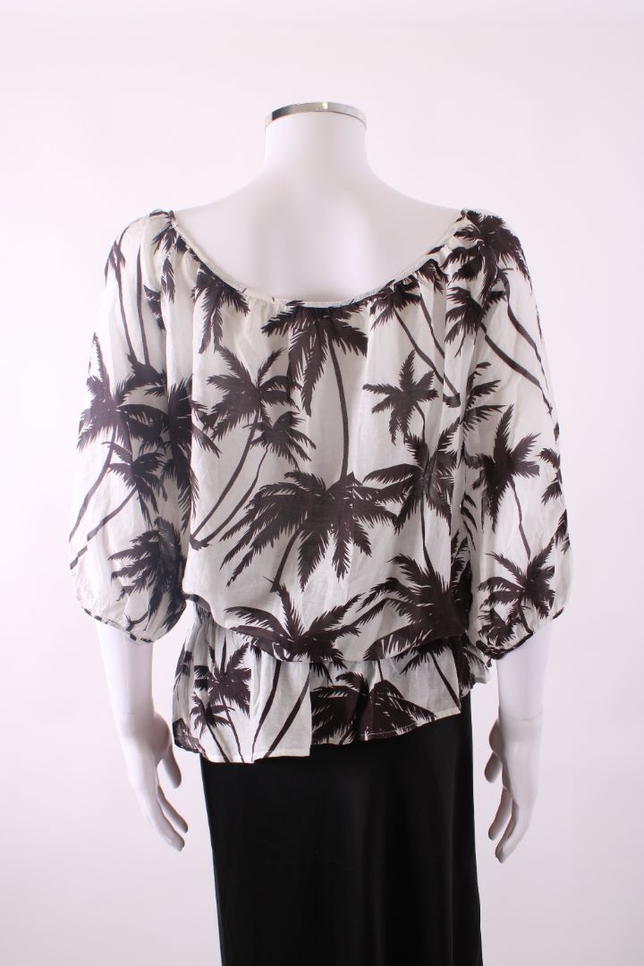 Heidi Klein Palm Tree Kimono Top White/ Brown S