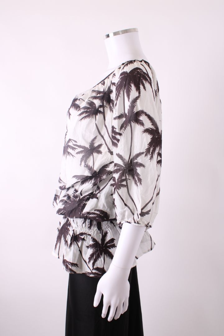 Heidi Klein Palm Tree Kimono Top White/ Brown S