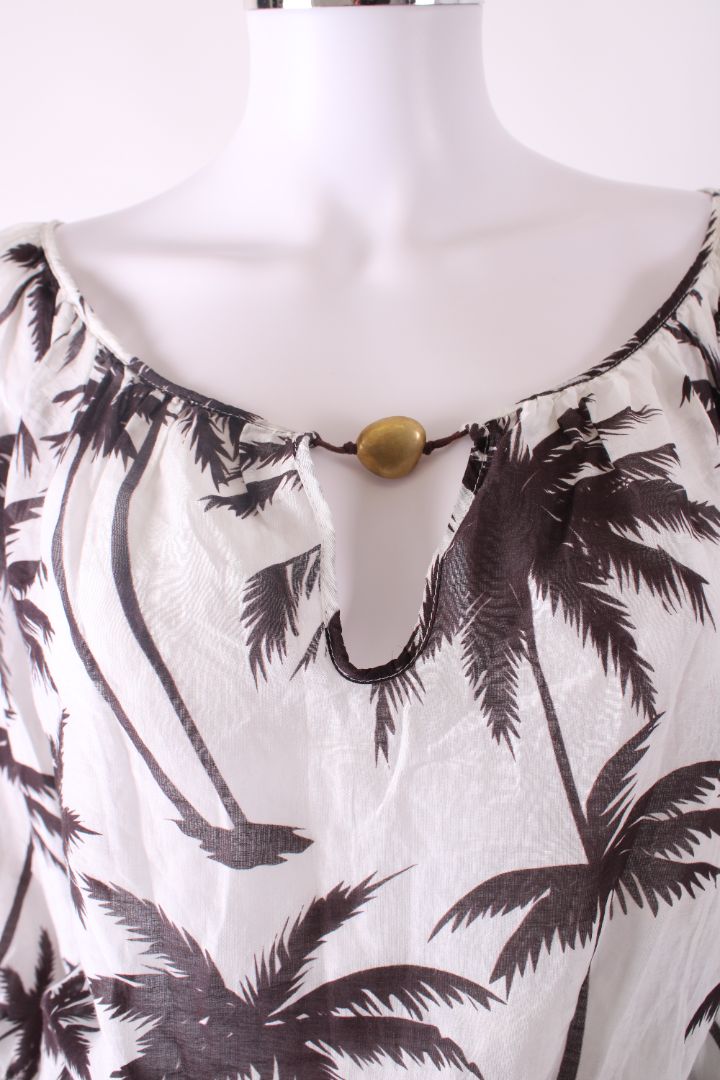 Heidi Klein Palm Tree Kimono Top White/ Brown S