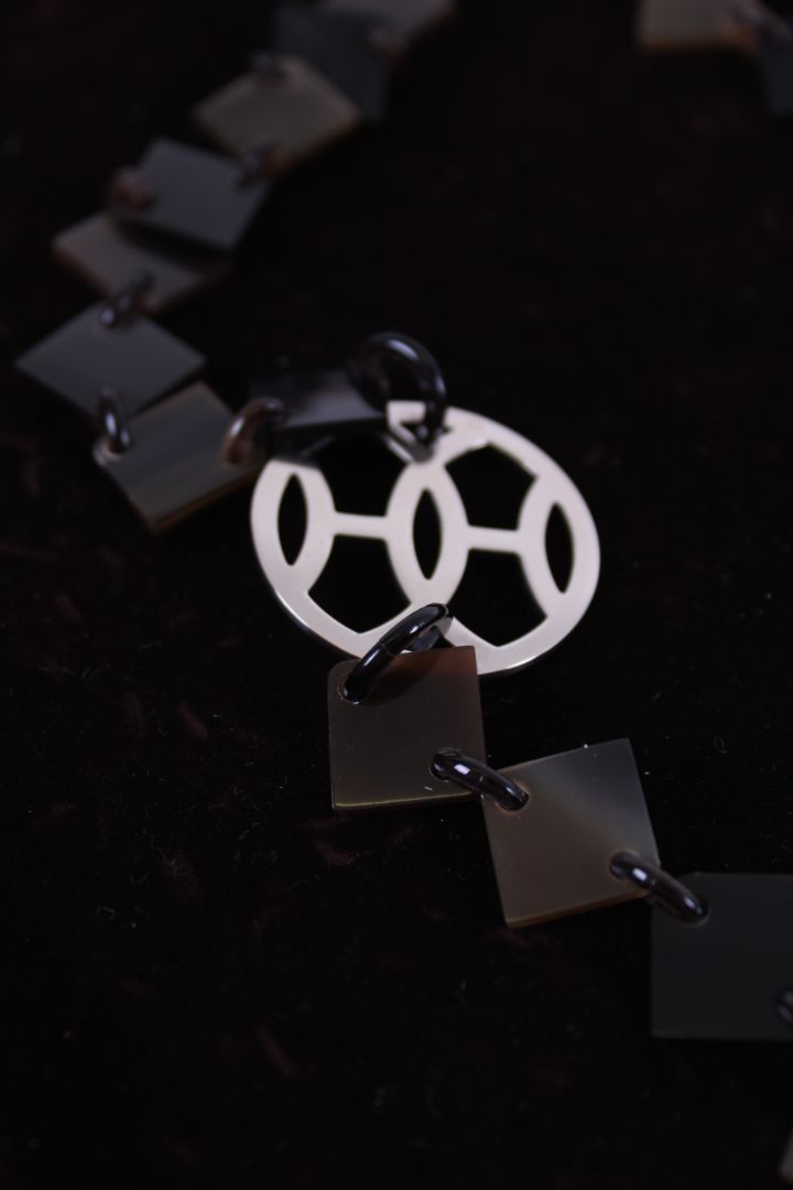 Hermes Horn Necklace Brown/ Silver