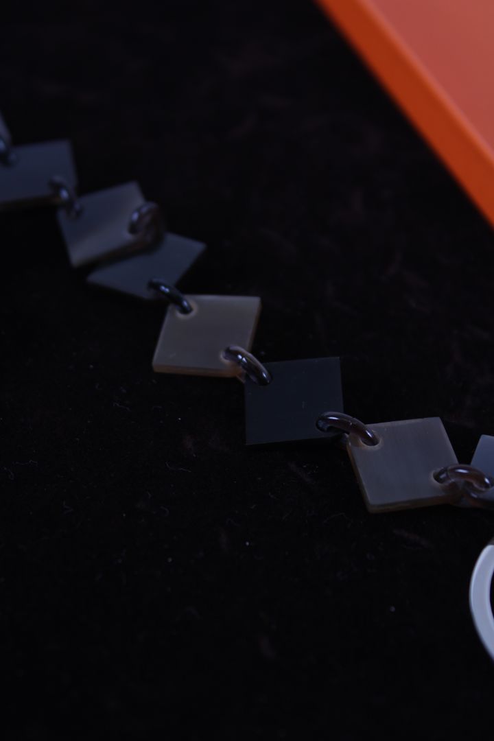 Hermes Horn Necklace Brown/ Silver