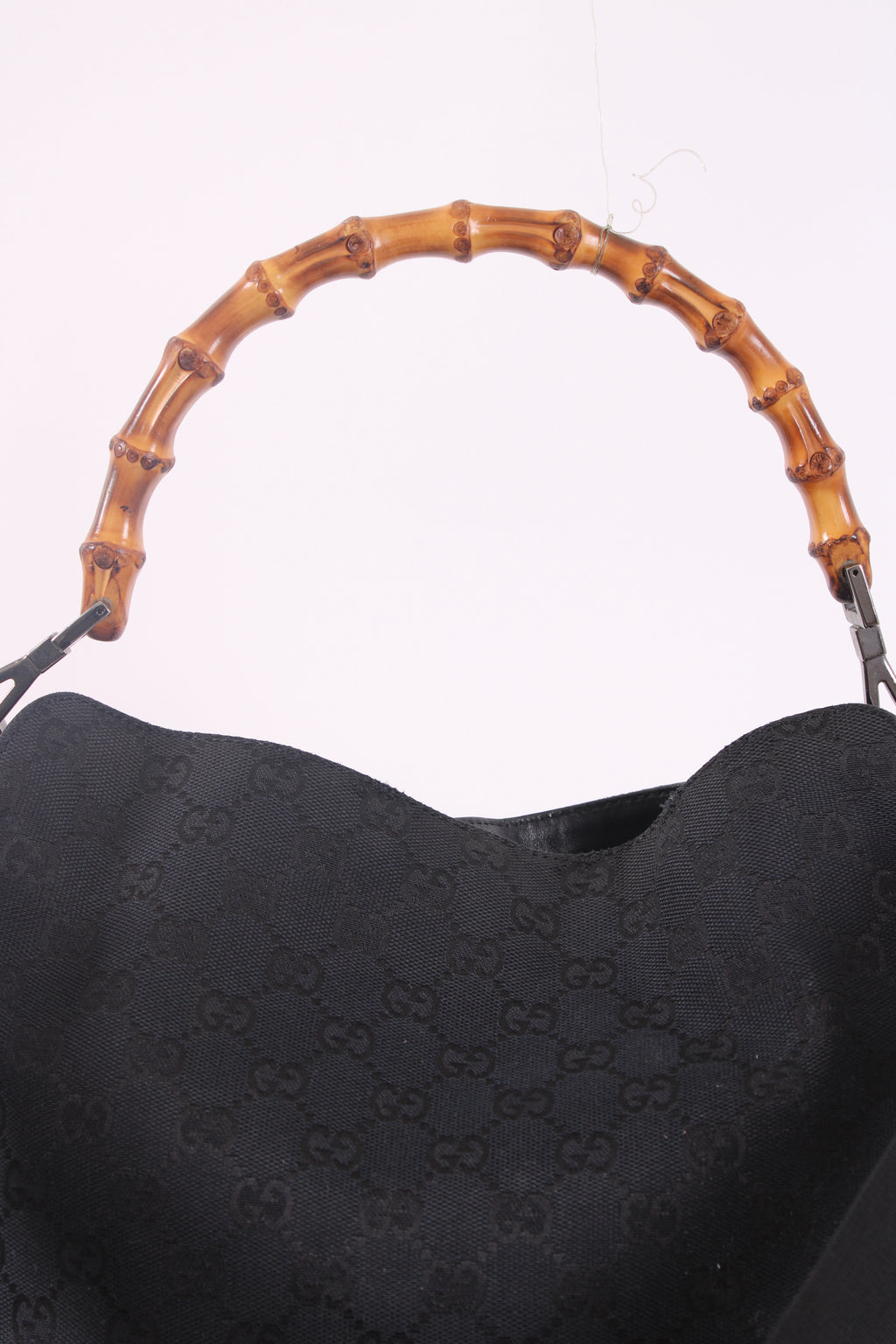 Gucci Canvas Bamboo Handbag Black