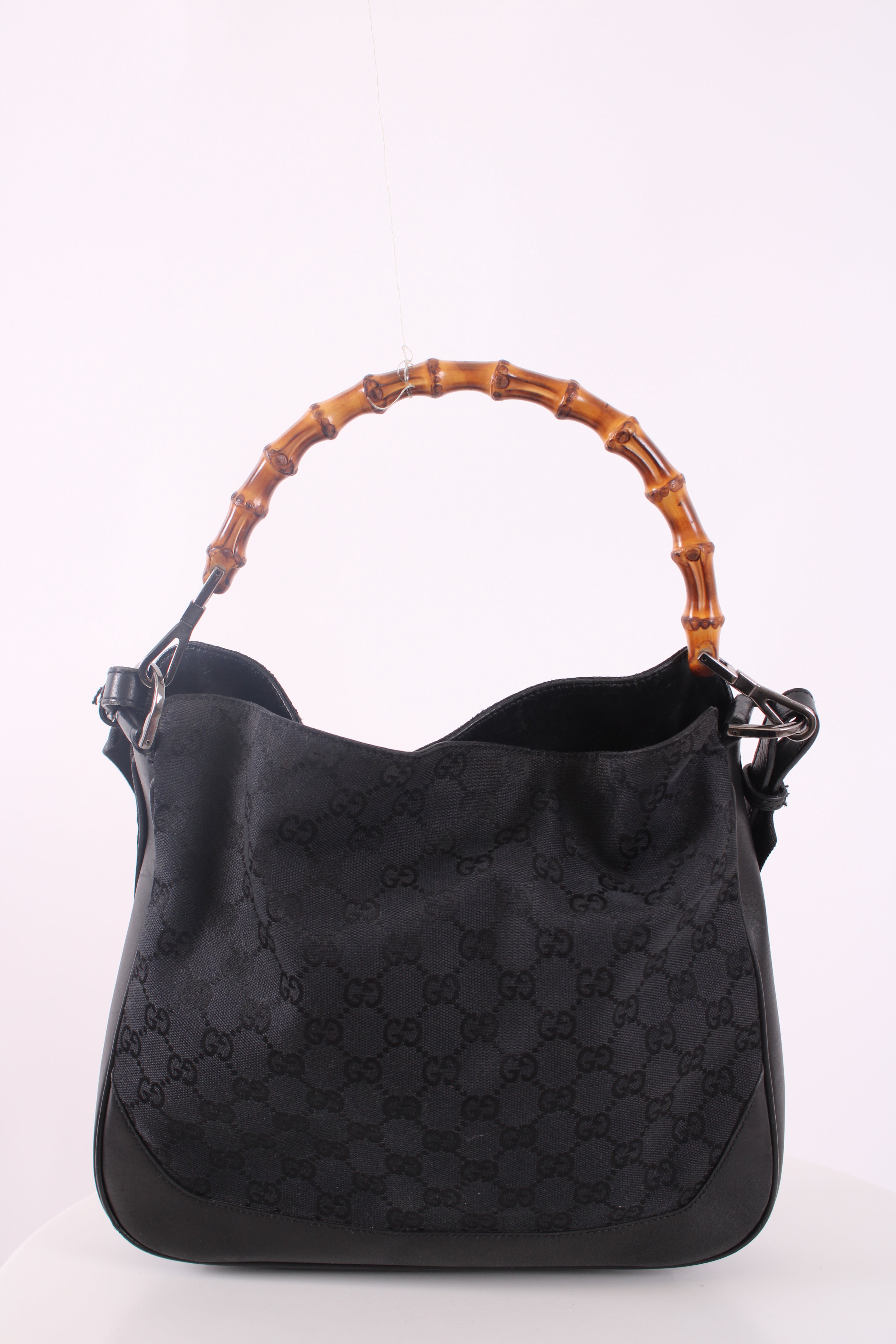 Gucci Canvas Bamboo Handbag Black