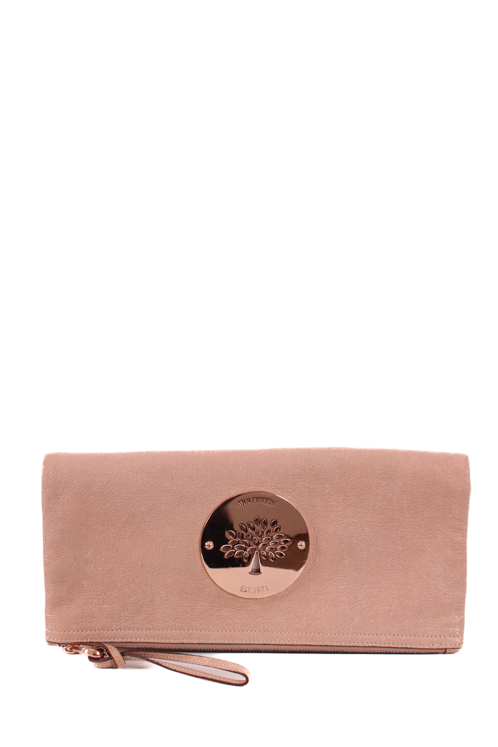 Mulberry Daria Nubuck Clutch Bag Gold Shimmer Nude