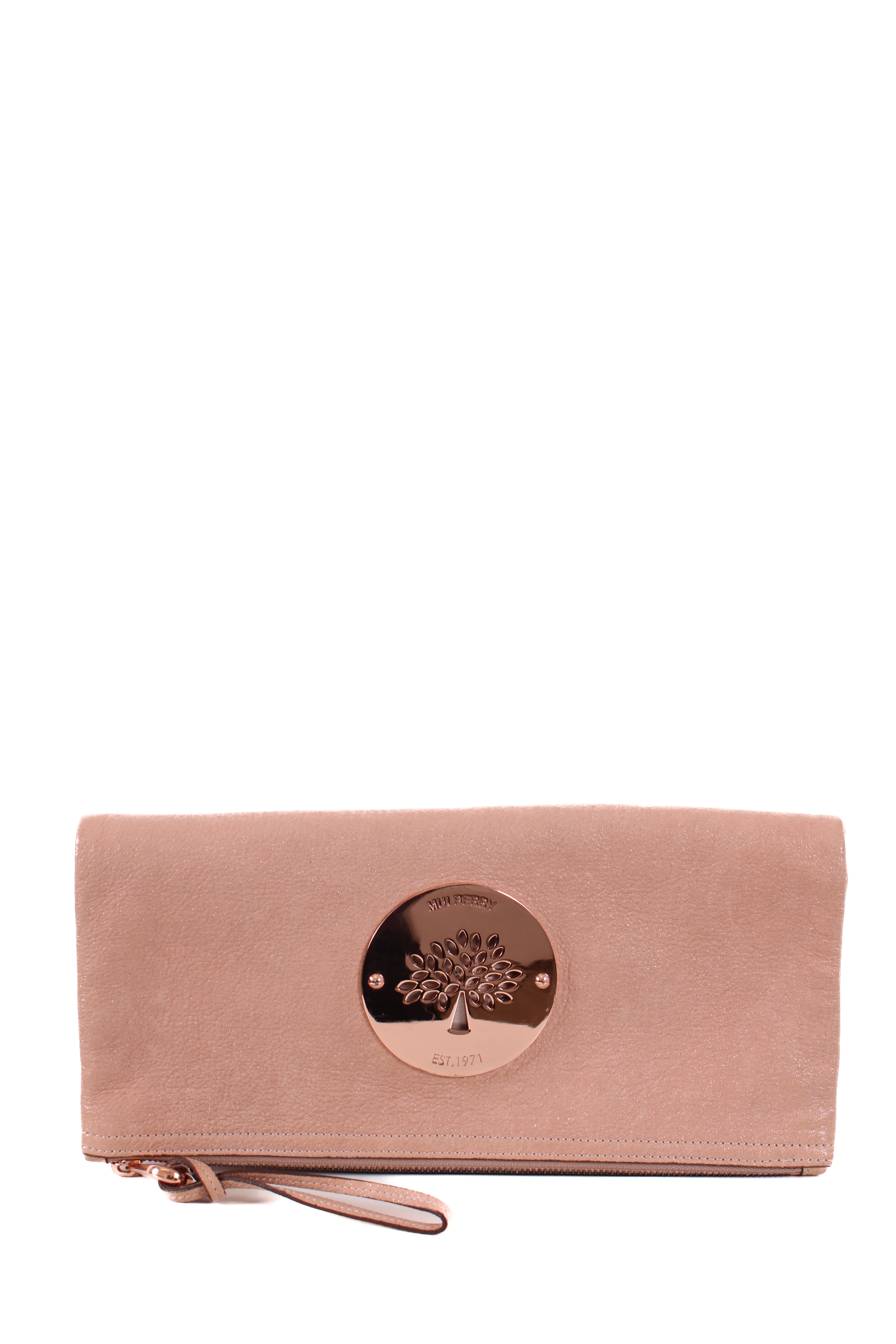 Mulberry Daria Nubuck Clutch Bag Gold Shimmer Nude