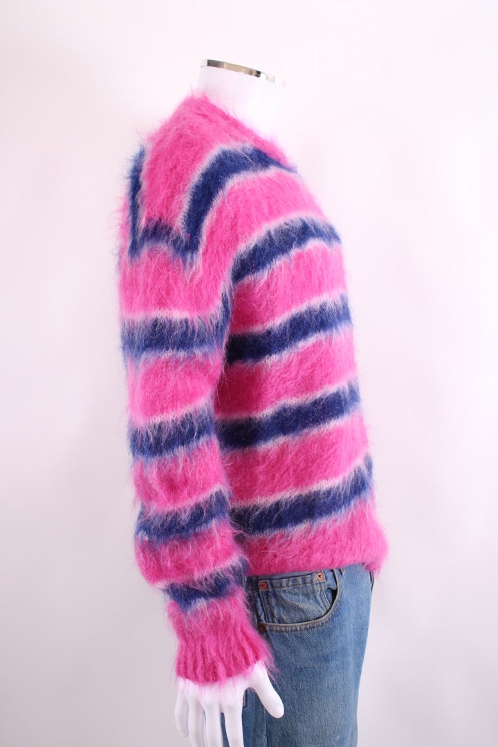 MARNI Stripe Fuzzy Wuzzy Mohair Jumper Pink/ Blue M