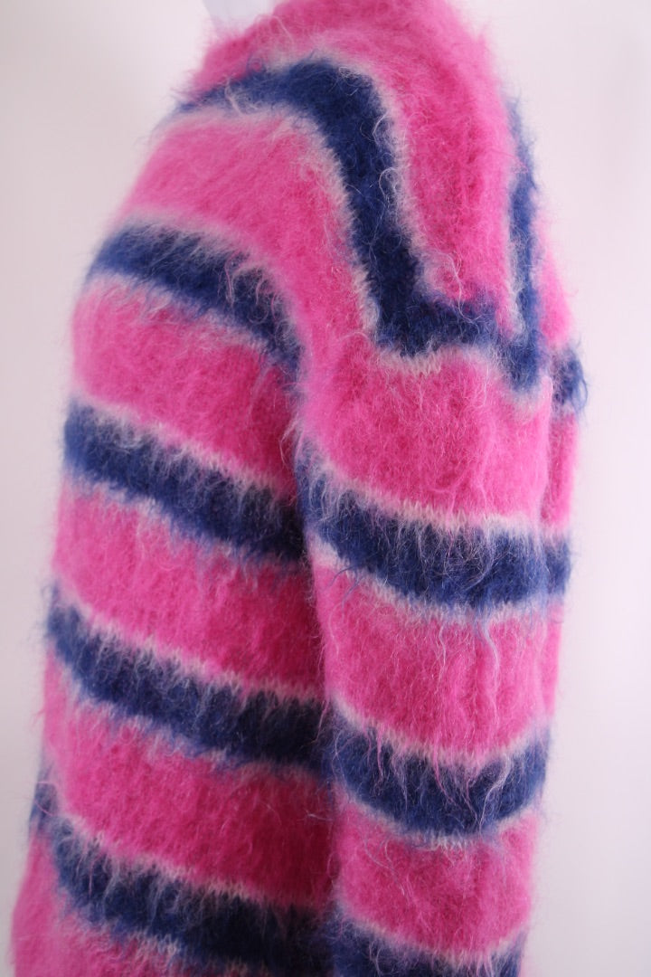 MARNI Stripe Fuzzy Wuzzy Mohair Jumper Pink/ Blue M