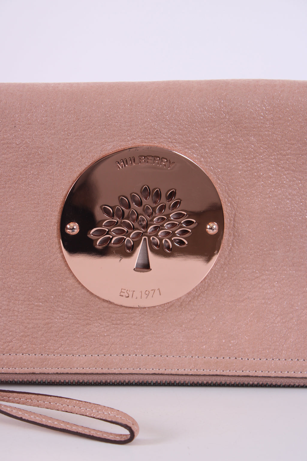 Mulberry Daria Nubuck Clutch Bag Gold Shimmer Nude