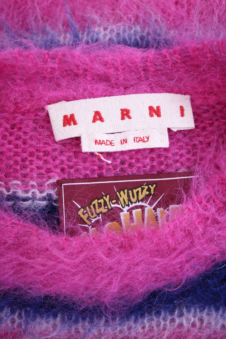MARNI Stripe Fuzzy Wuzzy Mohair Jumper Pink/ Blue M