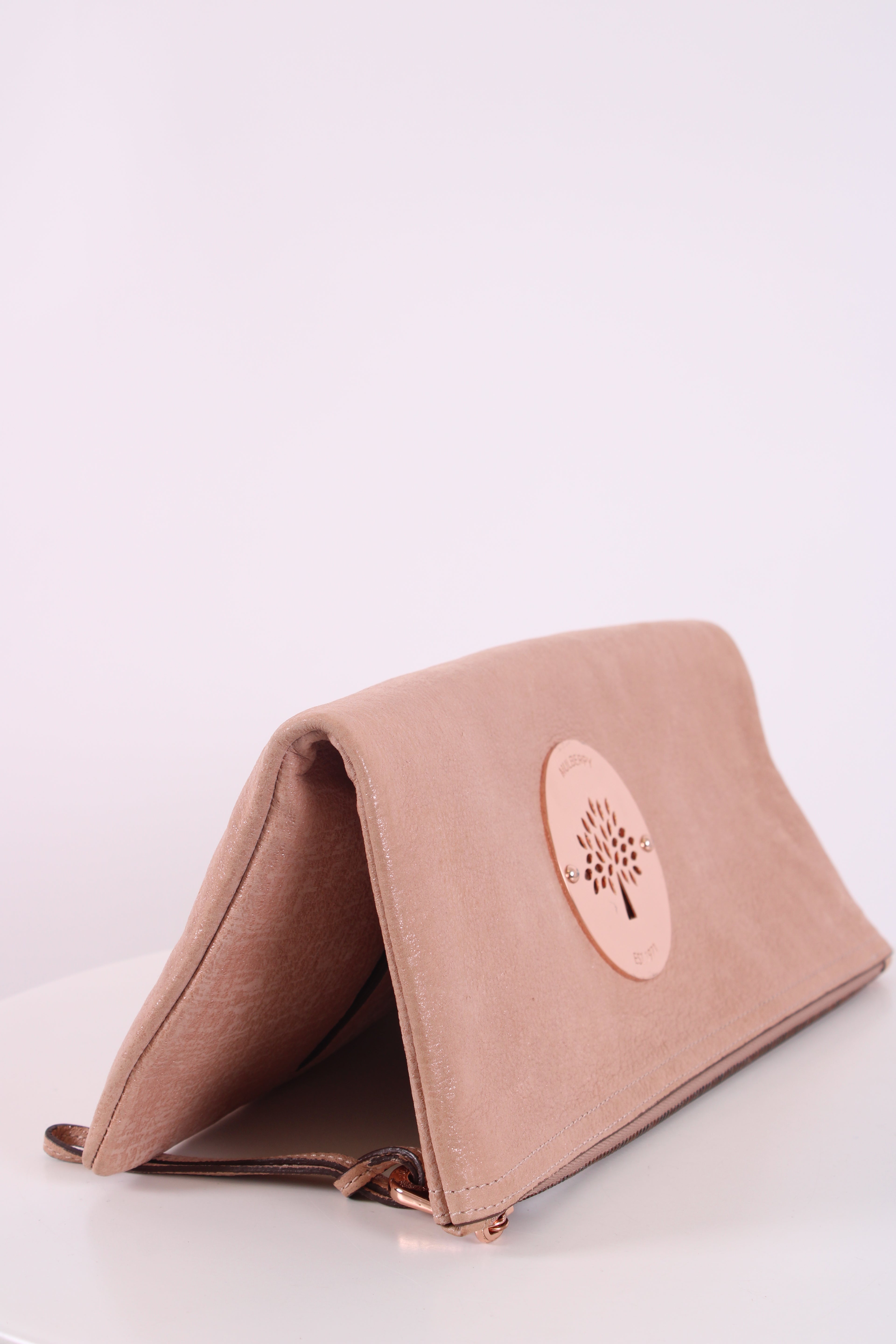 Mulberry Daria Nubuck Clutch Bag Gold Shimmer Nude