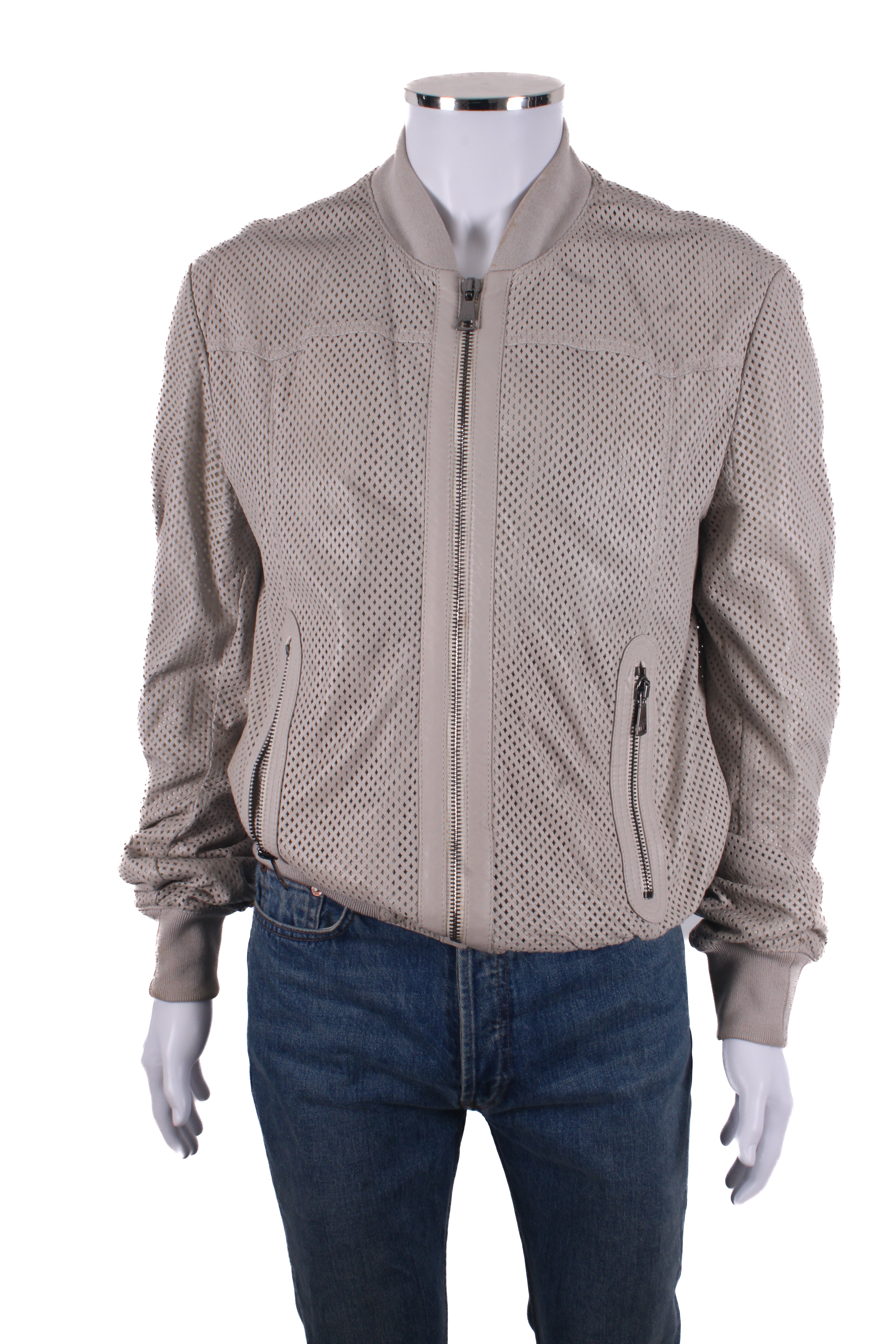 Dolce & Gabbana Perforated Lambskin Leather Jacket Beige 54