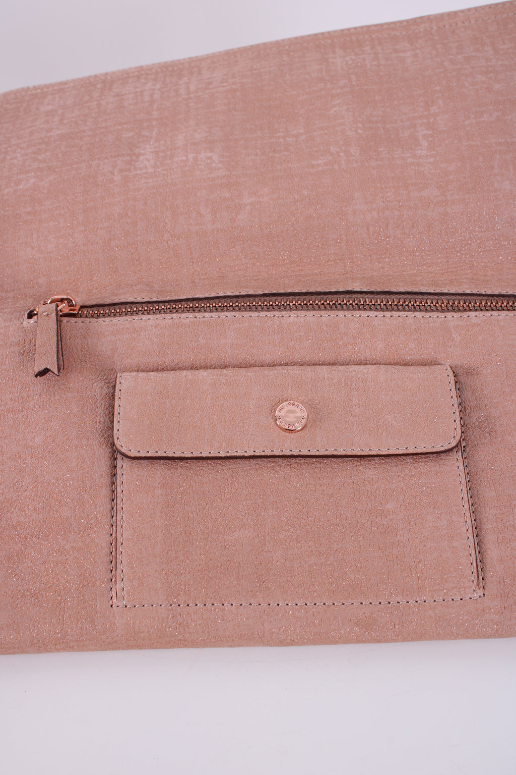 Mulberry Daria Nubuck Clutch Bag Gold Shimmer Nude
