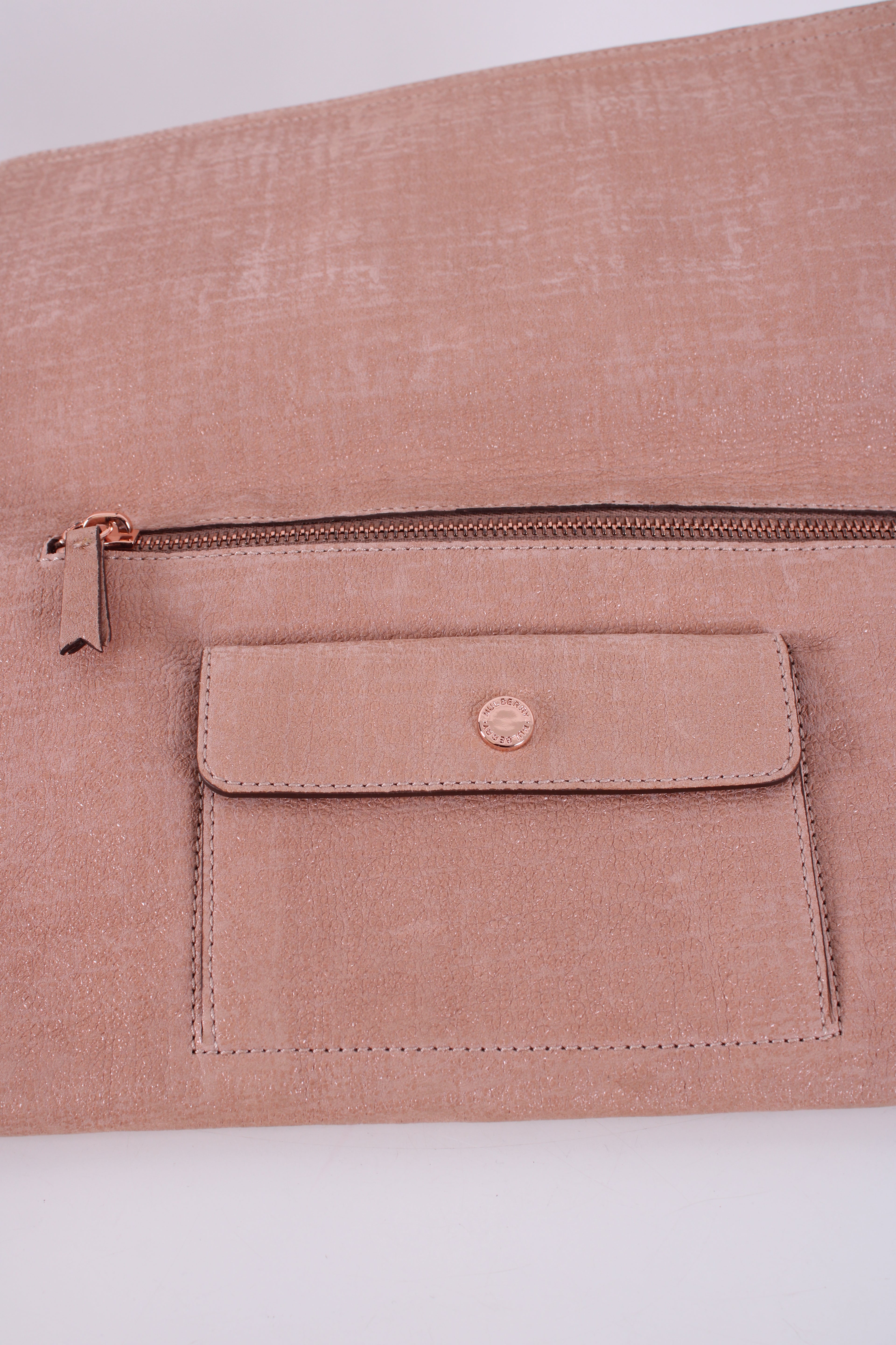 Mulberry Daria Nubuck Clutch Bag Gold Shimmer Nude